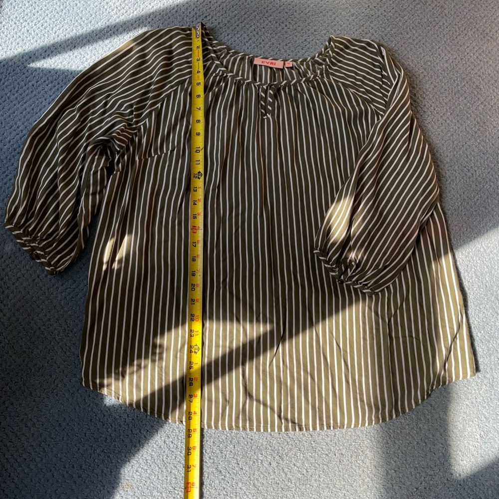 EVRI Women's Striped Blouse in Brown and White